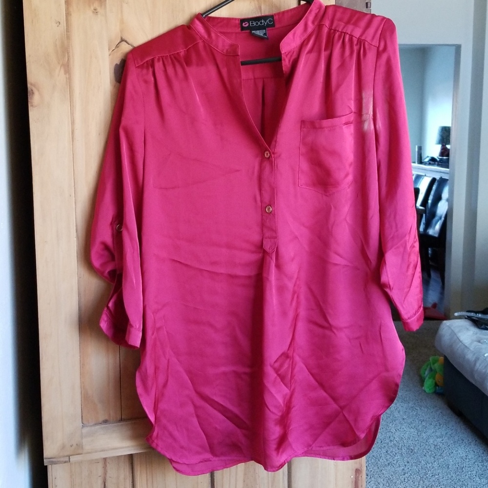 Red silk blouse